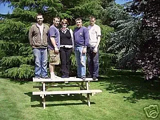 7FT PICNIC BENCH EXTRA HEAVY DUTY REDWOOD (WIDE SEAT) GARDEN TABLE