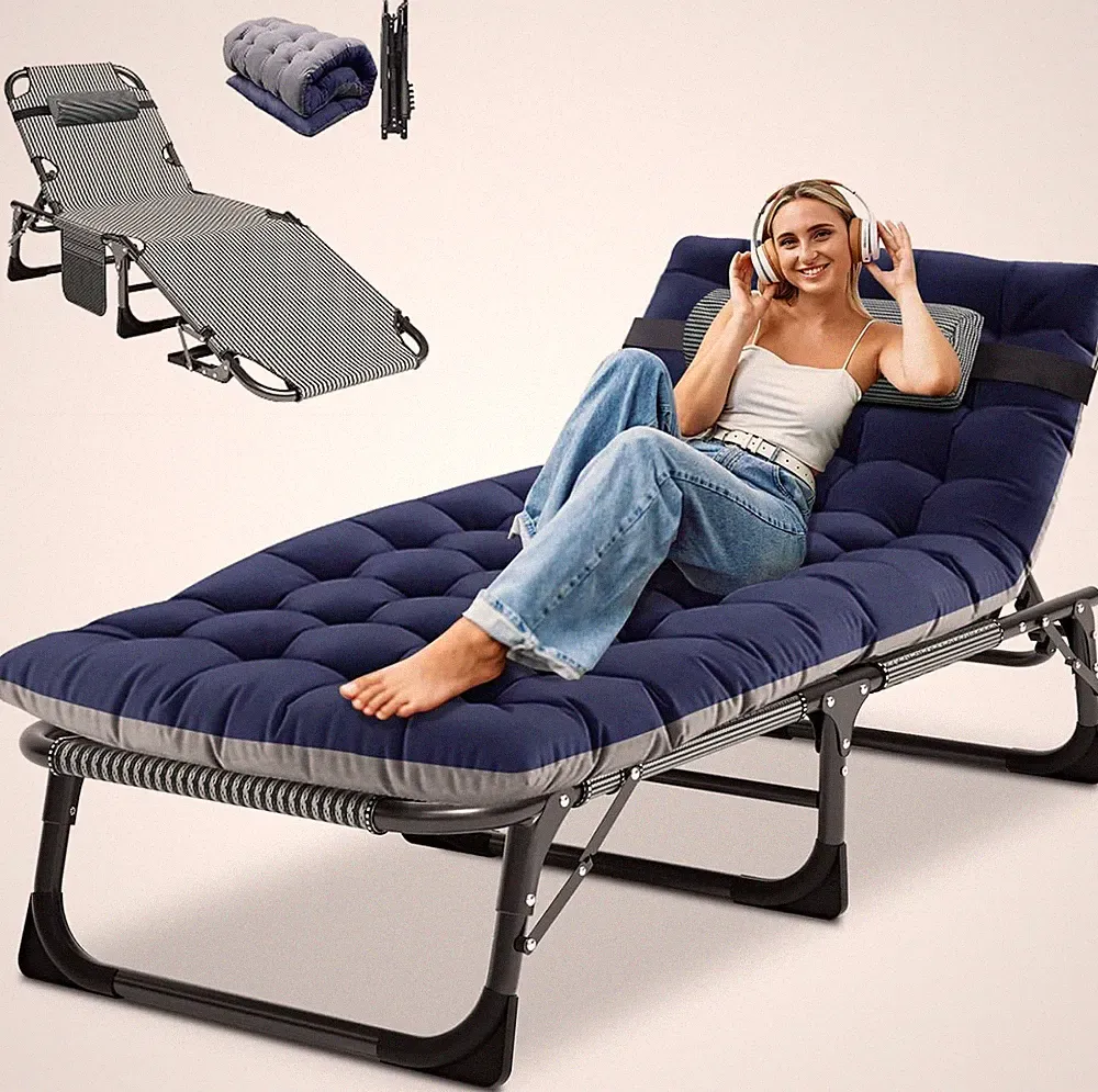 Adjustable Heavy Duty Folding Chaise Lounge Chair for Beach & Outdoor Use