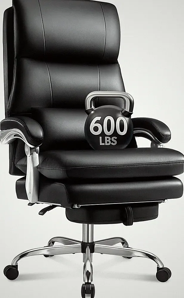 Big and Tall Office Chair With Footrest 600lbs Heavy Duty Executive Office