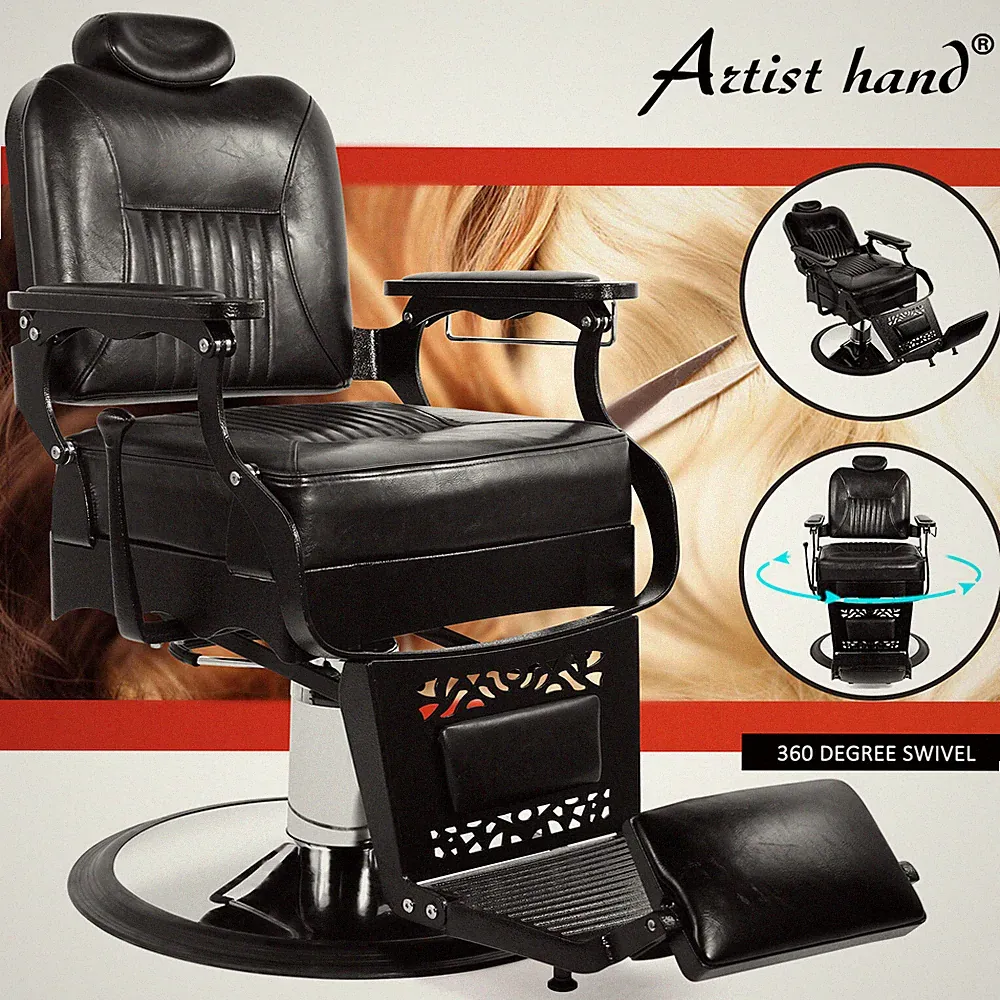 Black All Purpose Heavy Duty Barber Chair Hydraulic Salon Beauty Support 500 LBS