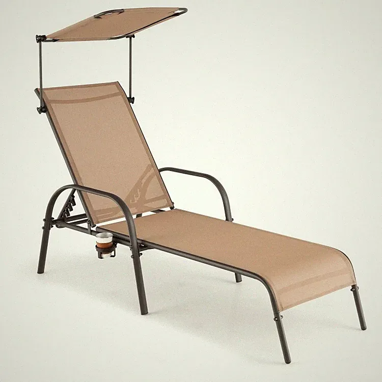 Chaise Lounge Outdoor Patio Reclining Heavy-Duty Beach Chair W/ 5-level backrest