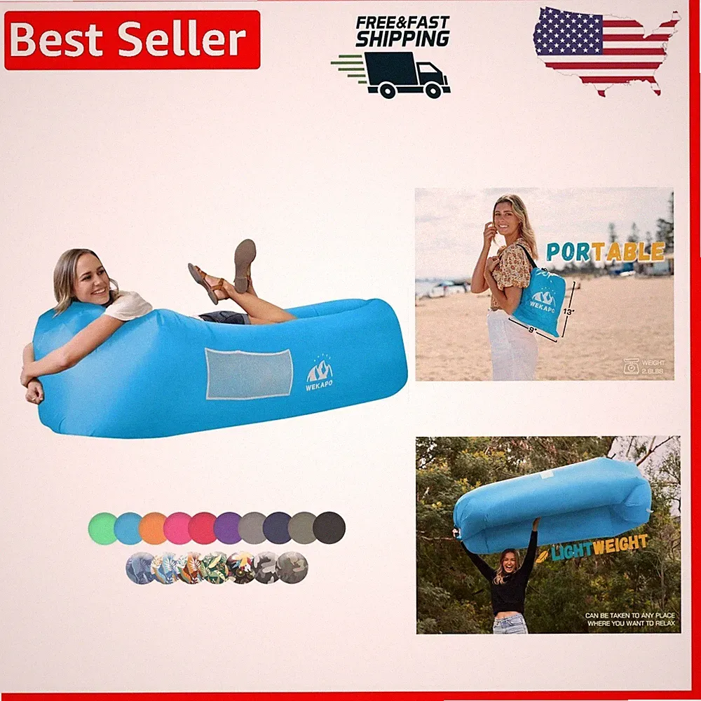 Easy-Inflation Portable Hammock Couch - Heavy Duty with Built-in Pillow Support