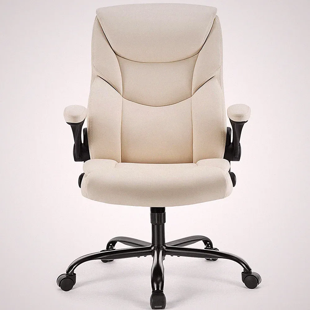 Ergonomic Office Chair Heavy Duty Task Desk Chair with Flip-up Arms, PU Leath...
