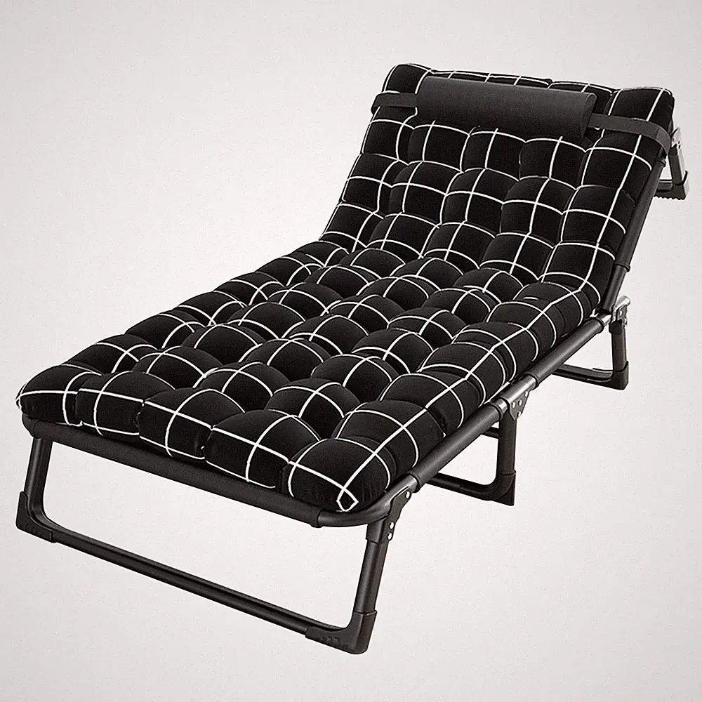 Heavy Duty Folding Chaise Lounge 4 Position Adjustable 200KG Capacity Camping