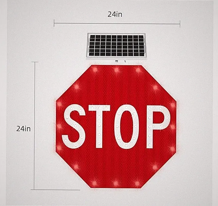 HEAVY DUTY Solar Power Stop Sign 24" Red Color Aluminum Mounting WE SHIP OVERSEA