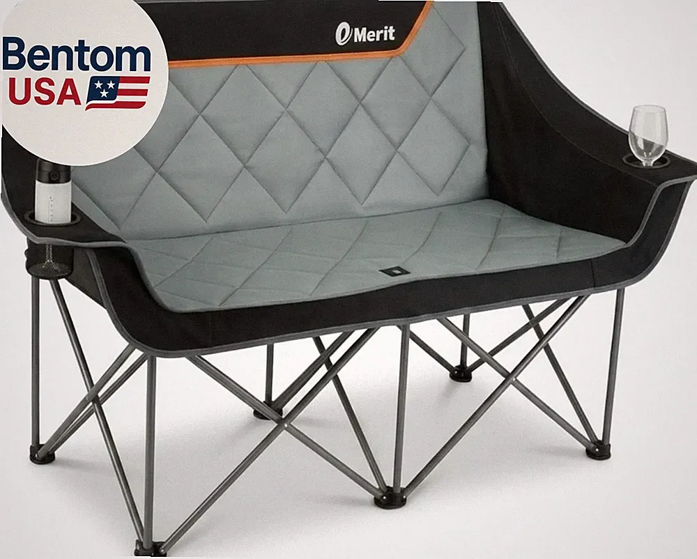 Oversized Fully Padded Camping Chair, Heavy Duty 650LB Folding Camping Loveseat