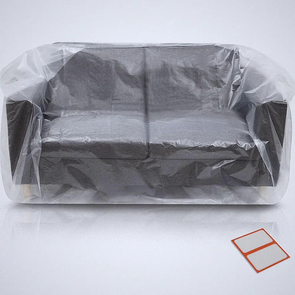 Plastic Furniture Covers for Moving - Heavy-Duty Loveseat, Large, Transparent